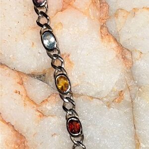 Sterling Silver Multi-Color Gemstone Bracelet